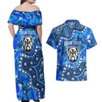 Personalized Canterbury-Bankstown Bulldogs Couples Matching Off Shoulder Maxi Dress and Hawaiian Shirt Aboriginal Pattern with Graffiti Style Design