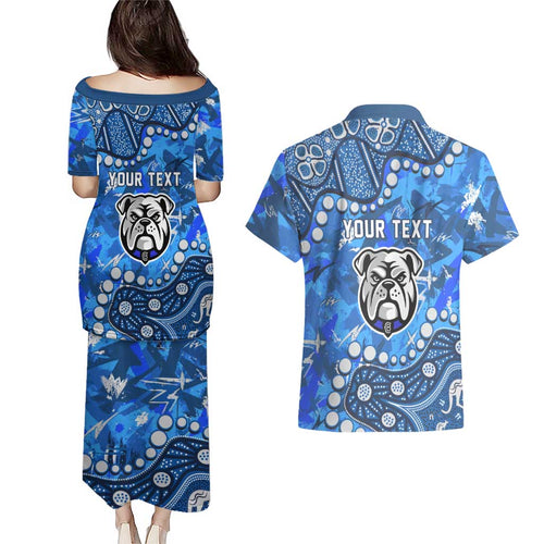 Personalized Canterbury-Bankstown Bulldogs Couples Matching Puletasi and Hawaiian Shirt Aboriginal Pattern with Graffiti Style Design