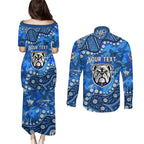 Personalized Canterbury-Bankstown Bulldogs Couples Matching Puletasi and Long Sleeve Button Shirt Aboriginal Pattern with Graffiti Style Design