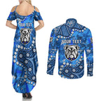 Personalized Canterbury-Bankstown Bulldogs Couples Matching Summer Maxi Dress and Long Sleeve Button Shirt Aboriginal Pattern with Graffiti Style Design