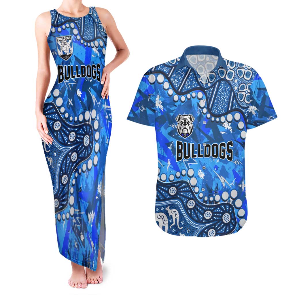 Personalized Canterbury-Bankstown Bulldogs Couples Matching Tank Maxi Dress and Hawaiian Shirt Aboriginal Pattern with Graffiti Style Design