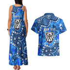 Personalized Canterbury-Bankstown Bulldogs Couples Matching Tank Maxi Dress and Hawaiian Shirt Aboriginal Pattern with Graffiti Style Design