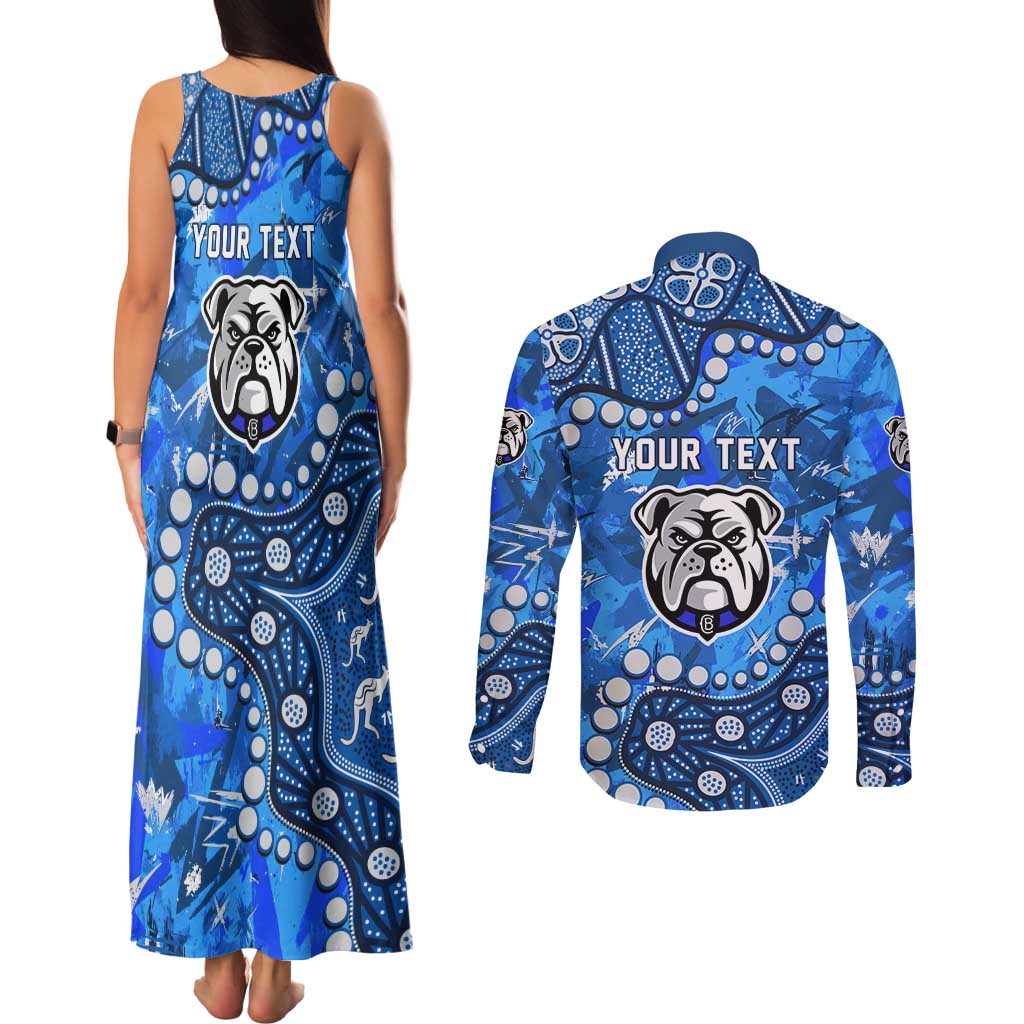 Personalized Canterbury-Bankstown Bulldogs Couples Matching Tank Maxi Dress and Long Sleeve Button Shirt Aboriginal Pattern with Graffiti Style Design