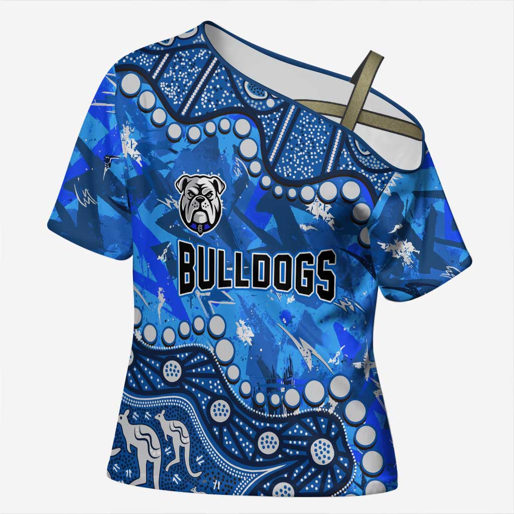 Personalized Canterbury-Bankstown Bulldogs Cross Shoulder Shirt Aboriginal Pattern with Graffiti Style Design
