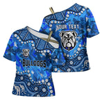 Personalized Canterbury-Bankstown Bulldogs Cross Shoulder Shirt Aboriginal Pattern with Graffiti Style Design