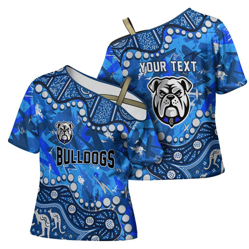 Personalized Canterbury-Bankstown Bulldogs Cross Shoulder Shirt Aboriginal Pattern with Graffiti Style Design