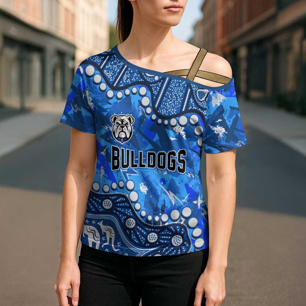 Personalized Canterbury-Bankstown Bulldogs Cross Shoulder Shirt Aboriginal Pattern with Graffiti Style Design
