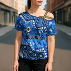 Personalized Canterbury-Bankstown Bulldogs Cross Shoulder Shirt Aboriginal Pattern with Graffiti Style Design