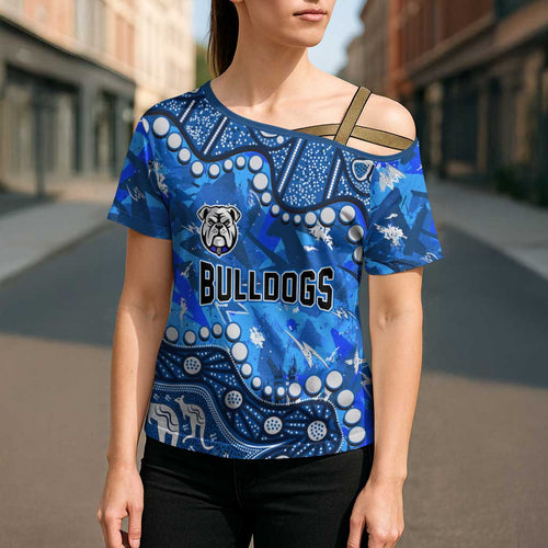 Personalized Canterbury-Bankstown Bulldogs Cross Shoulder Shirt Aboriginal Pattern with Graffiti Style Design