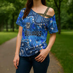 Personalized Canterbury-Bankstown Bulldogs Cross Shoulder Shirt Aboriginal Pattern with Graffiti Style Design