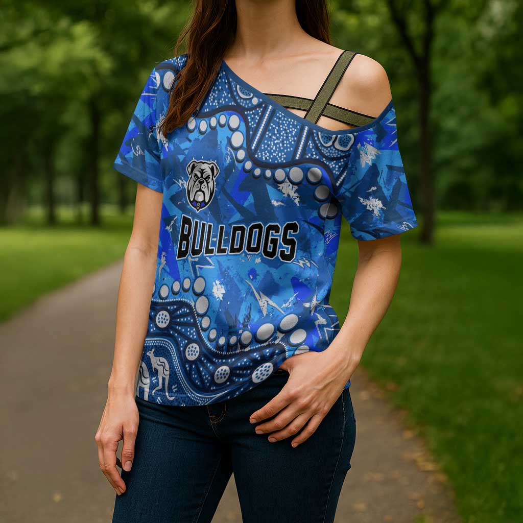 Personalized Canterbury-Bankstown Bulldogs Cross Shoulder Shirt Aboriginal Pattern with Graffiti Style Design