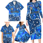 Personalized Canterbury-Bankstown Bulldogs Family Matching Long Sleeve Bodycon Dress and Hawaiian Shirt Aboriginal Pattern with Graffiti Style Design