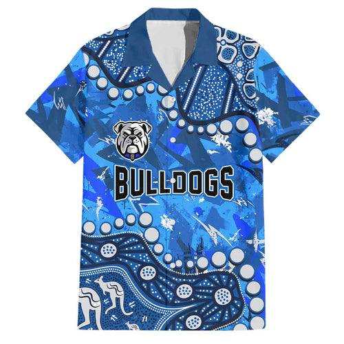 Personalized Canterbury-Bankstown Bulldogs Family Matching Long Sleeve Bodycon Dress and Hawaiian Shirt Aboriginal Pattern with Graffiti Style Design
