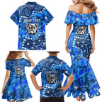 Personalized Canterbury-Bankstown Bulldogs Family Matching Mermaid Dress and Hawaiian Shirt Aboriginal Pattern with Graffiti Style Design