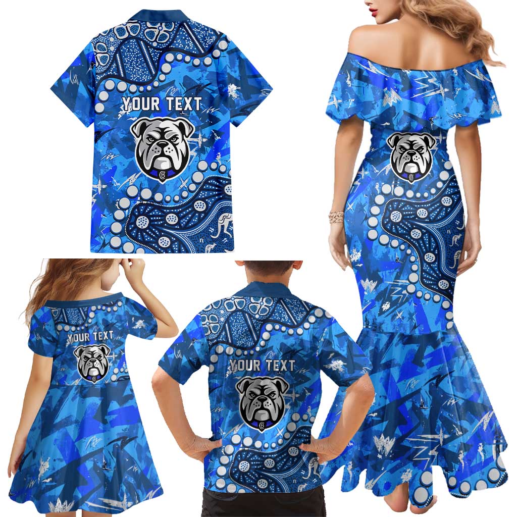 Personalized Canterbury-Bankstown Bulldogs Family Matching Mermaid Dress and Hawaiian Shirt Aboriginal Pattern with Graffiti Style Design