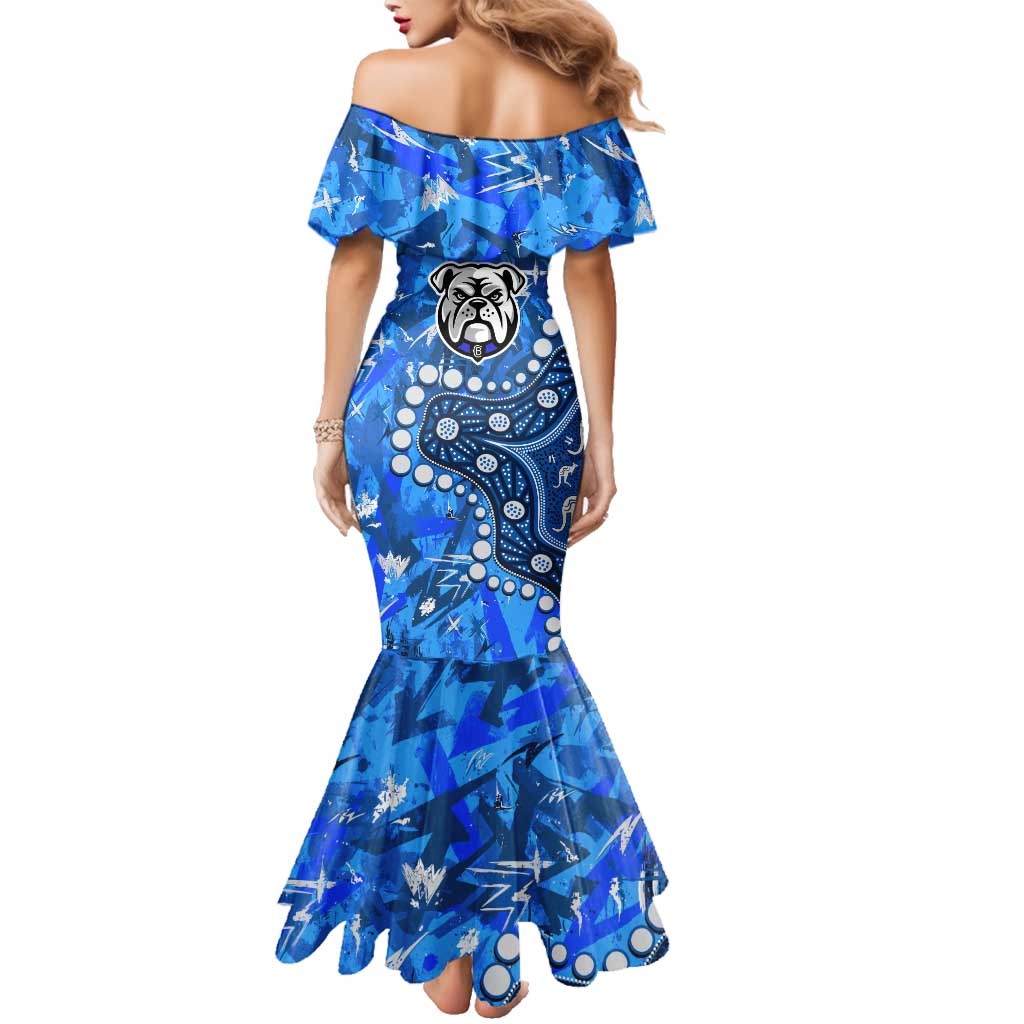 Personalized Canterbury-Bankstown Bulldogs Family Matching Mermaid Dress and Hawaiian Shirt Aboriginal Pattern with Graffiti Style Design