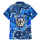Personalized Canterbury-Bankstown Bulldogs Family Matching Off The Shoulder Long Sleeve Dress and Hawaiian Shirt Aboriginal Pattern with Graffiti Style Design