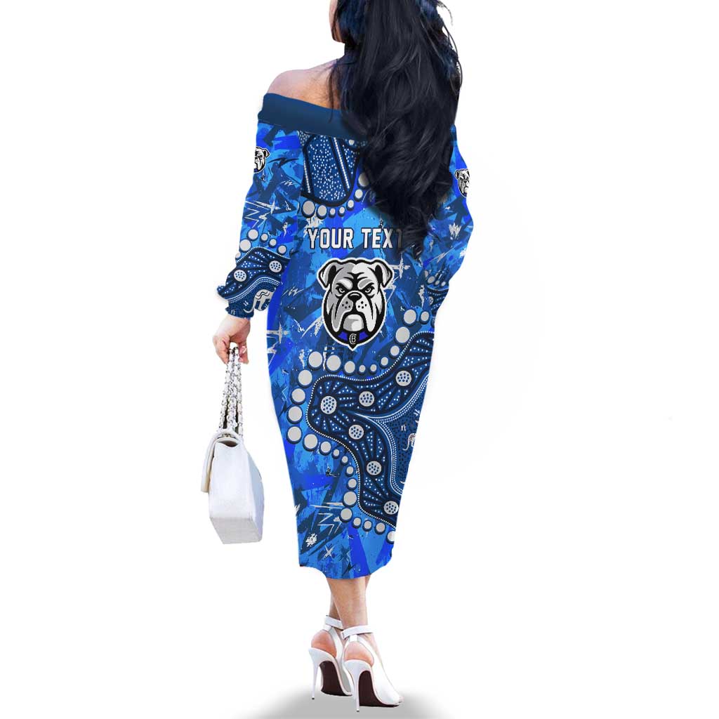 Personalized Canterbury-Bankstown Bulldogs Family Matching Off The Shoulder Long Sleeve Dress and Hawaiian Shirt Aboriginal Pattern with Graffiti Style Design