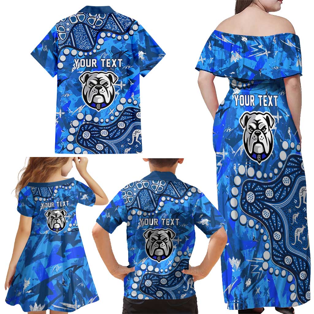 Personalized Canterbury-Bankstown Bulldogs Family Matching Off Shoulder Maxi Dress and Hawaiian Shirt Aboriginal Pattern with Graffiti Style Design