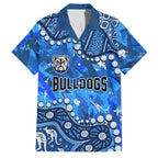 Personalized Canterbury-Bankstown Bulldogs Family Matching Off Shoulder Maxi Dress and Hawaiian Shirt Aboriginal Pattern with Graffiti Style Design