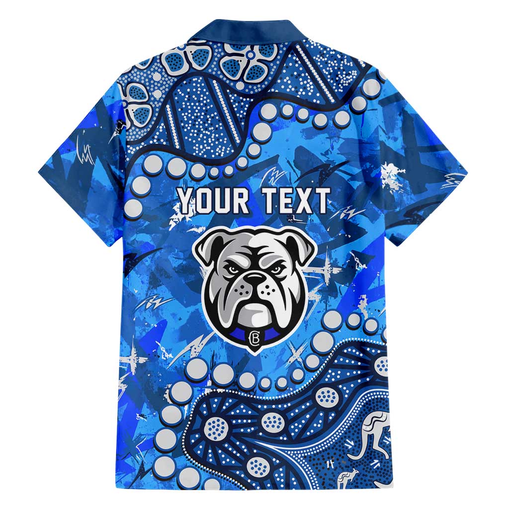 Personalized Canterbury-Bankstown Bulldogs Family Matching Off Shoulder Short Dress and Hawaiian Shirt Aboriginal Pattern with Graffiti Style Design
