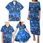 Personalized Canterbury-Bankstown Bulldogs Family Matching Puletasi and Hawaiian Shirt Aboriginal Pattern with Graffiti Style Design
