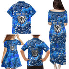Personalized Canterbury-Bankstown Bulldogs Family Matching Puletasi and Hawaiian Shirt Aboriginal Pattern with Graffiti Style Design