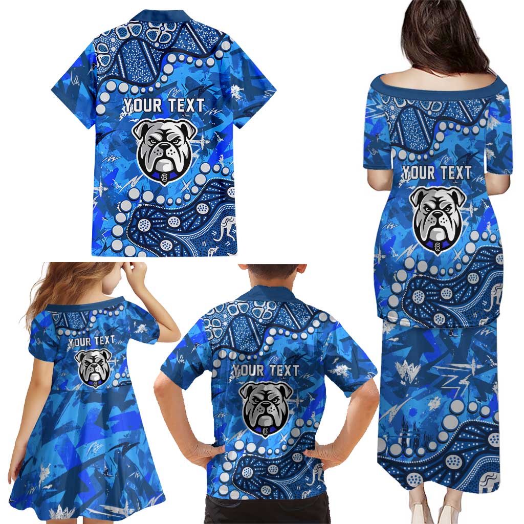 Personalized Canterbury-Bankstown Bulldogs Family Matching Puletasi and Hawaiian Shirt Aboriginal Pattern with Graffiti Style Design