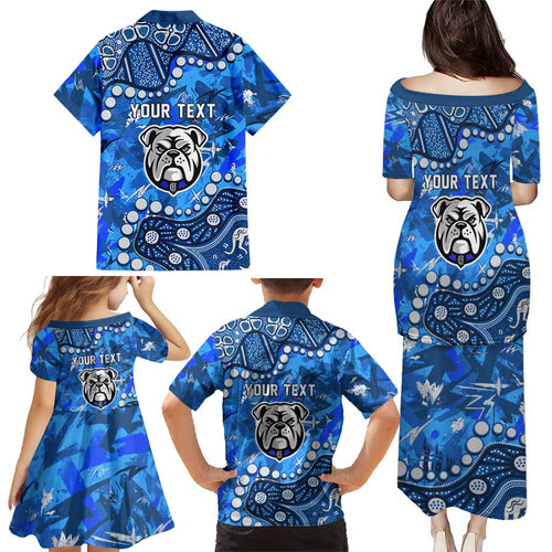 Personalized Canterbury-Bankstown Bulldogs Family Matching Puletasi and Hawaiian Shirt Aboriginal Pattern with Graffiti Style Design