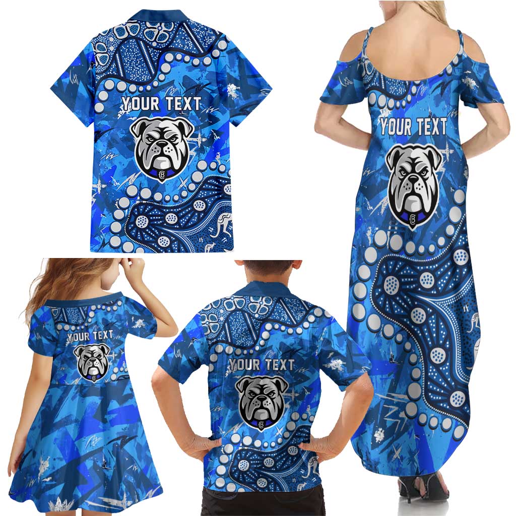 Personalized Canterbury-Bankstown Bulldogs Family Matching Summer Maxi Dress and Hawaiian Shirt Aboriginal Pattern with Graffiti Style Design