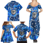 Personalized Canterbury-Bankstown Bulldogs Family Matching Summer Maxi Dress and Hawaiian Shirt Aboriginal Pattern with Graffiti Style Design