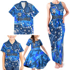 Personalized Canterbury-Bankstown Bulldogs Family Matching Tank Maxi Dress and Hawaiian Shirt Aboriginal Pattern with Graffiti Style Design