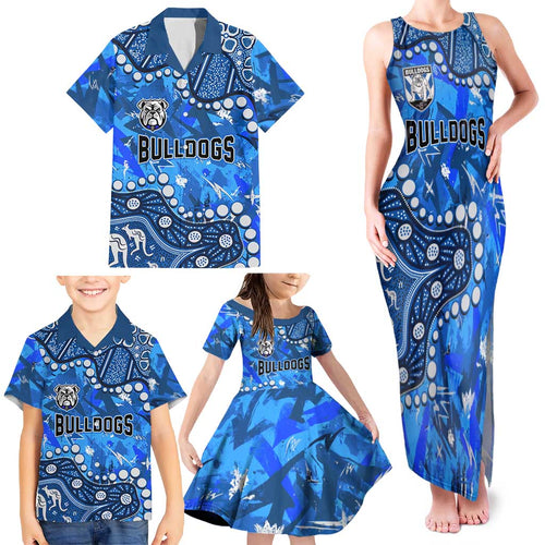 Personalized Canterbury-Bankstown Bulldogs Family Matching Tank Maxi Dress and Hawaiian Shirt Aboriginal Pattern with Graffiti Style Design