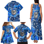 Personalized Canterbury-Bankstown Bulldogs Family Matching Tank Maxi Dress and Hawaiian Shirt Aboriginal Pattern with Graffiti Style Design