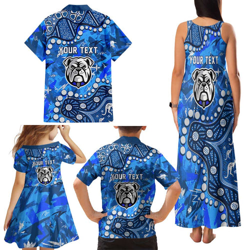 Personalized Canterbury-Bankstown Bulldogs Family Matching Tank Maxi Dress and Hawaiian Shirt Aboriginal Pattern with Graffiti Style Design