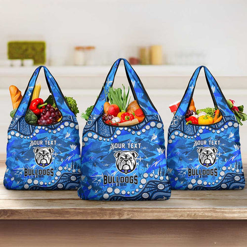 Personalized Canterbury-Bankstown Bulldogs Grocery Bag Aboriginal Pattern with Graffiti Style Design