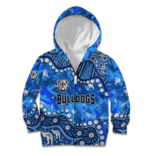 Personalized Canterbury-Bankstown Bulldogs Kid Hoodie Aboriginal Pattern with Graffiti Style Design