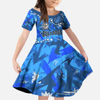 Personalized Canterbury-Bankstown Bulldogs Kid Short Sleeve Dress Aboriginal Pattern with Graffiti Style Design