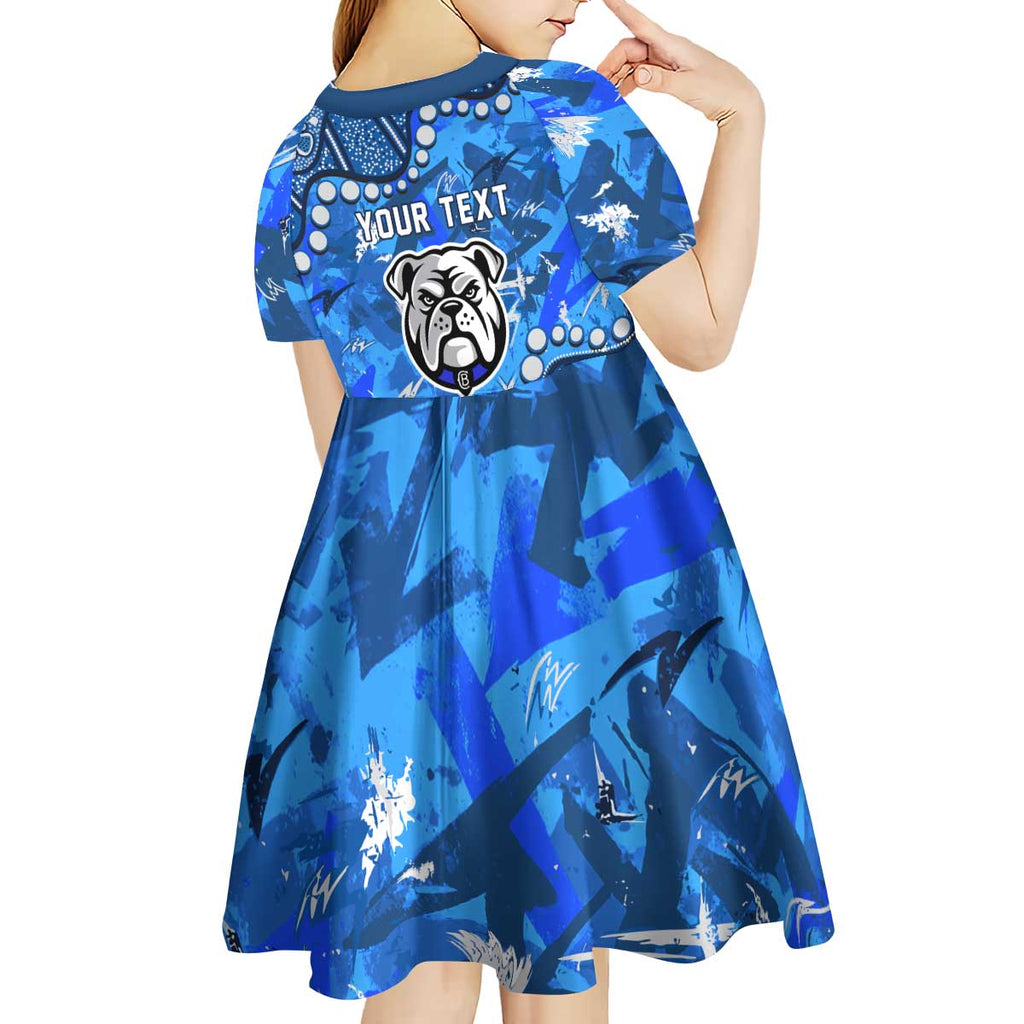 Personalized Canterbury-Bankstown Bulldogs Kid Short Sleeve Dress Aboriginal Pattern with Graffiti Style Design