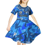 Personalized Canterbury-Bankstown Bulldogs Kid Short Sleeve Dress Aboriginal Pattern with Graffiti Style Design