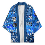 Personalized Canterbury-Bankstown Bulldogs Kimono Aboriginal Pattern with Graffiti Style Design