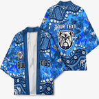 Personalized Canterbury-Bankstown Bulldogs Kimono Aboriginal Pattern with Graffiti Style Design