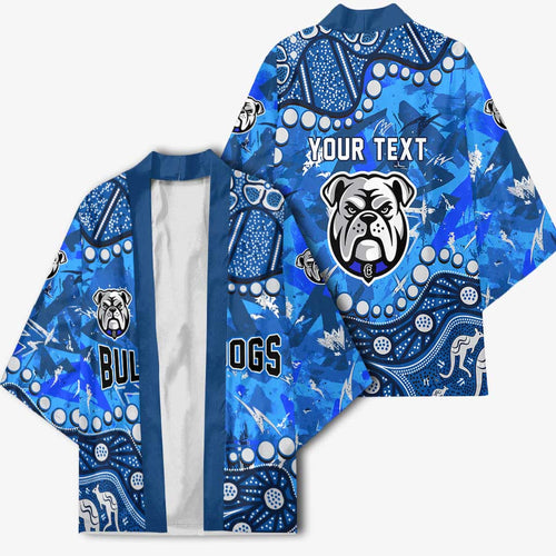 Personalized Canterbury-Bankstown Bulldogs Kimono Aboriginal Pattern with Graffiti Style Design