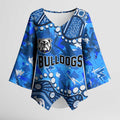 Personalized Canterbury-Bankstown Bulldogs Kimono Sleeve Blouse Aboriginal Pattern with Graffiti Style Design