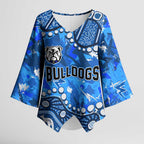 Personalized Canterbury-Bankstown Bulldogs Kimono Sleeve Blouse Aboriginal Pattern with Graffiti Style Design