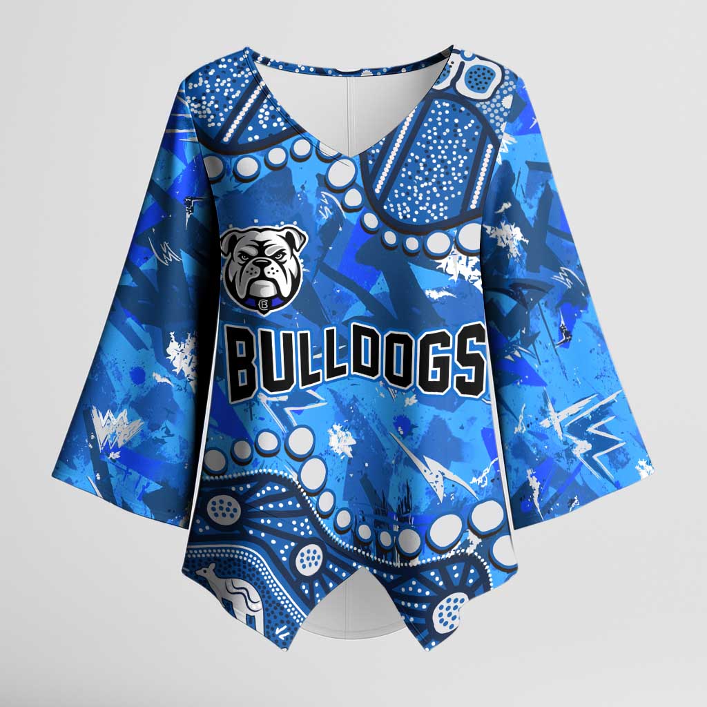 Personalized Canterbury-Bankstown Bulldogs Kimono Sleeve Blouse Aboriginal Pattern with Graffiti Style Design