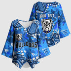 Personalized Canterbury-Bankstown Bulldogs Kimono Sleeve Blouse Aboriginal Pattern with Graffiti Style Design
