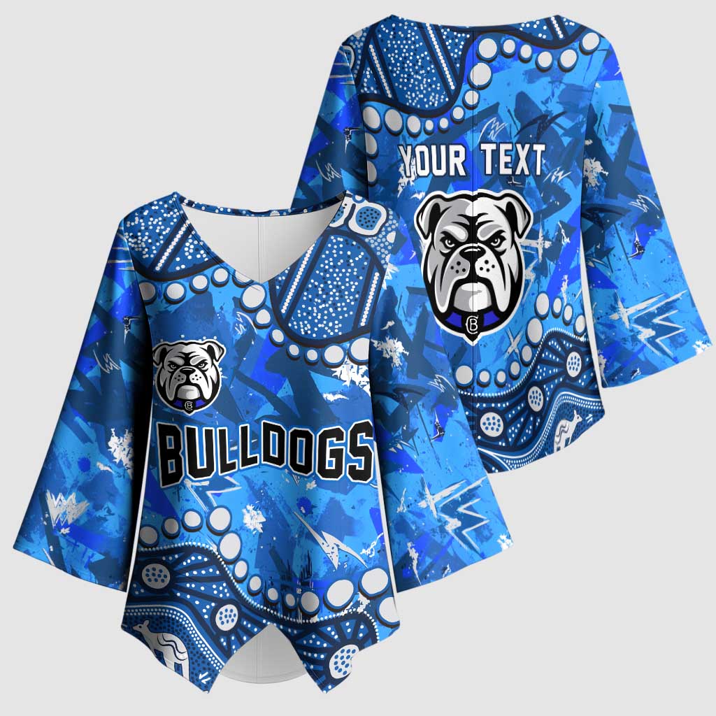 Personalized Canterbury-Bankstown Bulldogs Kimono Sleeve Blouse Aboriginal Pattern with Graffiti Style Design