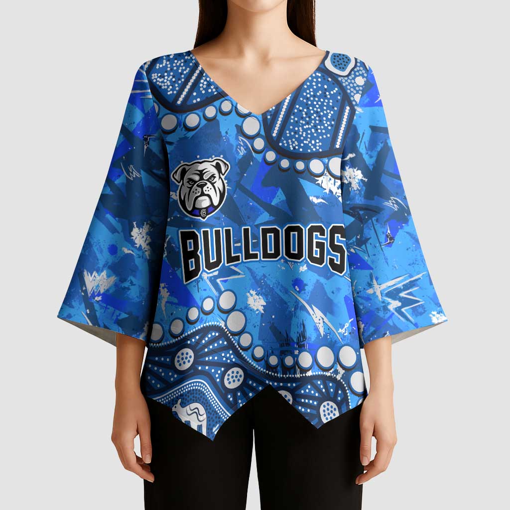 Personalized Canterbury-Bankstown Bulldogs Kimono Sleeve Blouse Aboriginal Pattern with Graffiti Style Design