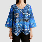 Personalized Canterbury-Bankstown Bulldogs Kimono Sleeve Blouse Aboriginal Pattern with Graffiti Style Design